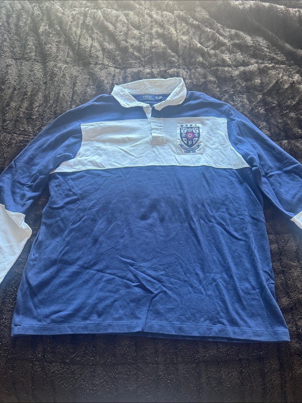 Polo by Ralph Lauren Blue and White Rugby Polo Shirt